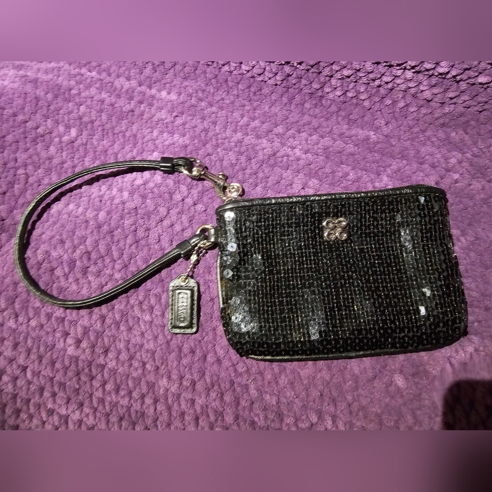 Coach Black Sequin Wristlet